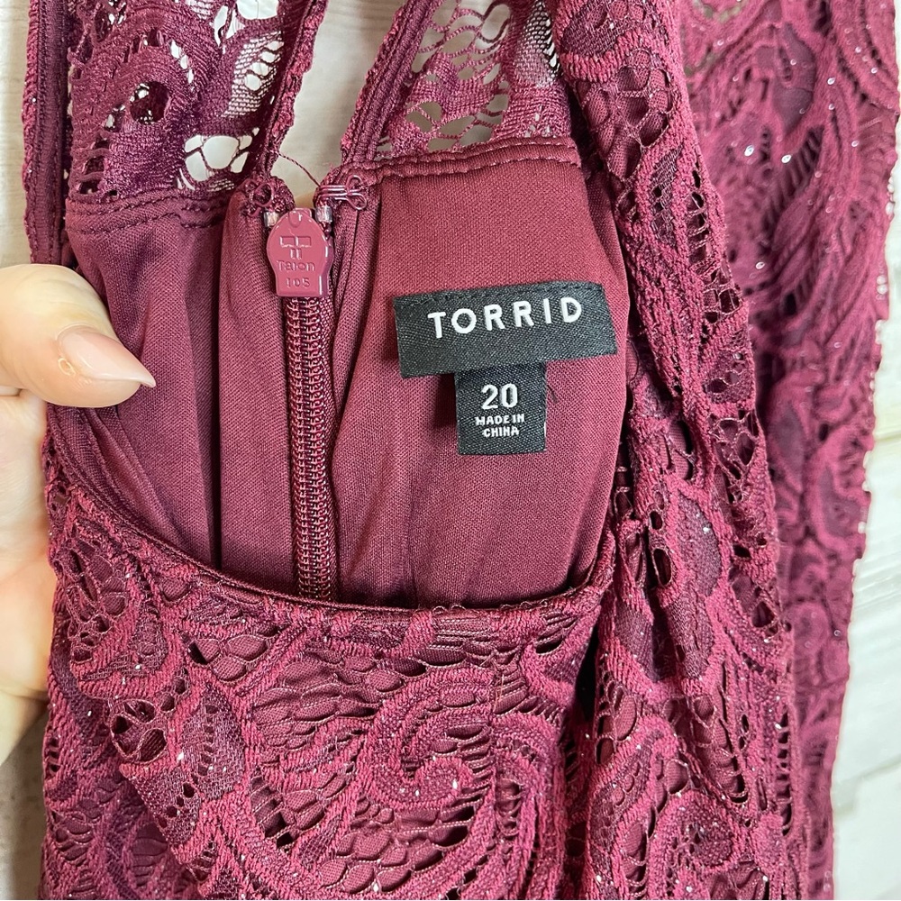 Torrid Plus Size 20 Mini Halter Burgundy Dress Skater - Picture 7 of 12